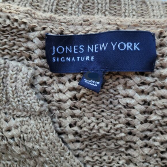 Brand New Jones New York Signature Cotton-Blend Cable Knit V-Neck Sweater - Picture 8 of 12
